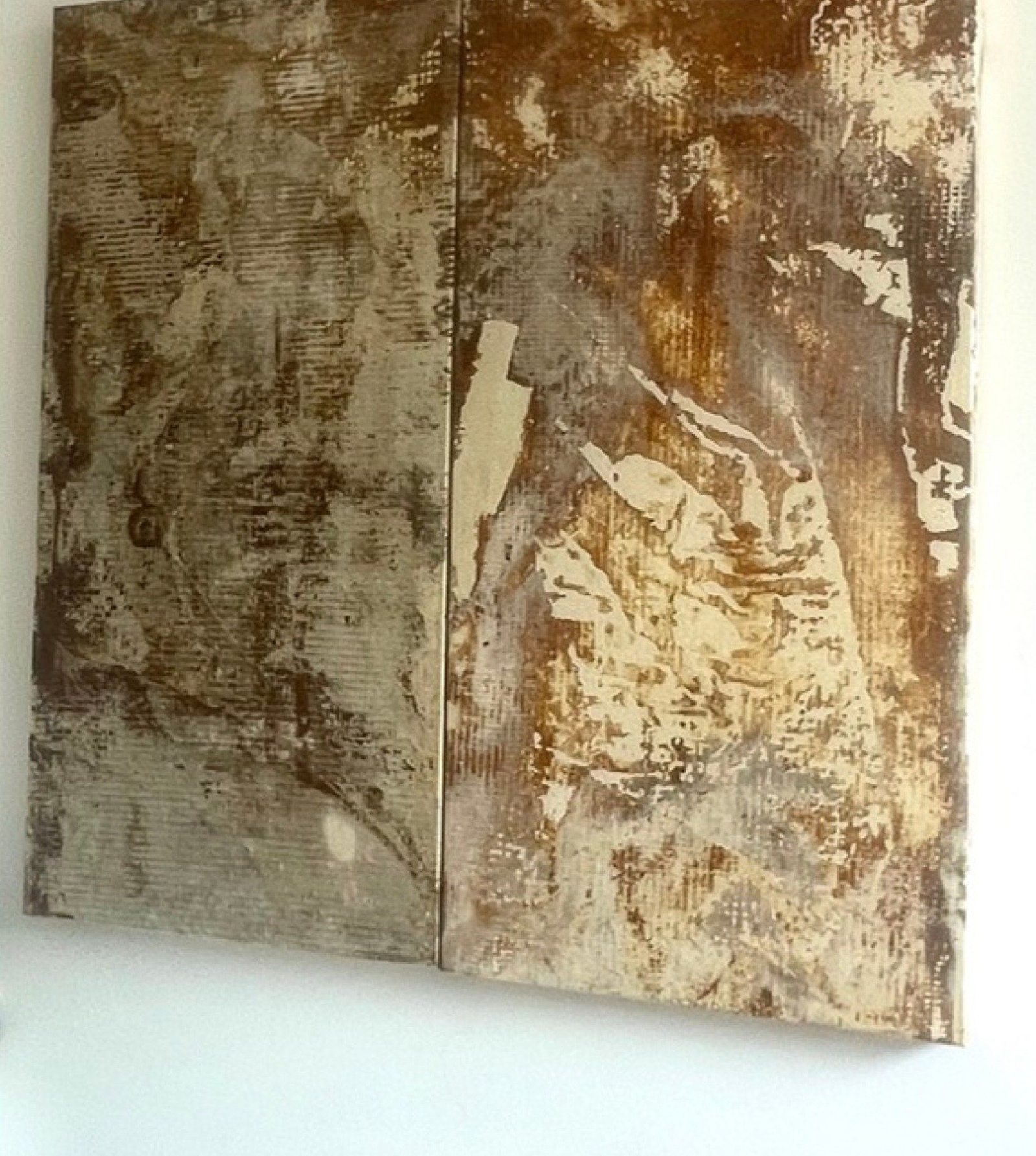 Fungal Art serie #9, a large two-panel work in rust and ochre, 200 × 100 cm